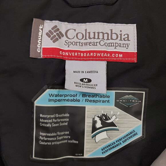 Columbia Convert Ski Pants Mens Medium Black Omni-Tech Nylon Winter Outdoor - Picture 8 of 13